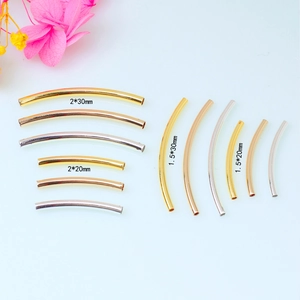 Polished 14K gold-filled curved tubes in assorted sizes and colors for DIY jewelry making