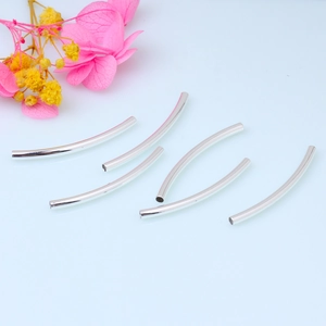 Polished silver curved tube beads for DIY bracelet making jewelry accessories