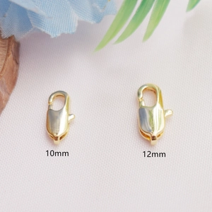 14K gold plated lobster claw clasps in 10mm and 12mm sizes for jewelry making