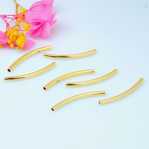 Polished 14K gold-filled curved tube beads for DIY bracelet and jewelry making