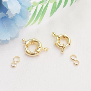 Cierre de resorte redondo de oro de 14K con conectores para creación de joyas DIY