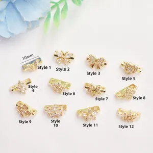 Ciondoli in zircone placcati oro 14K in 12 stili tra cui cuori e farfalle per gioielli DIY