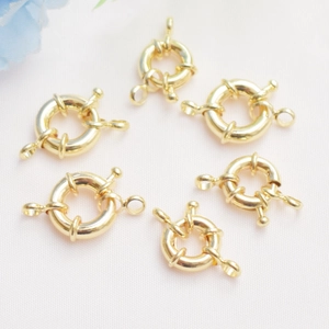 Cierres de Marinero de Cobre Chapados en Oro de 14K Conectores de Anillo de Resorte Hebilla Redonda Para Hacer Collares y Pulseras DIY