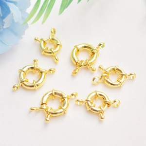 Set de seis cierres de resorte circulares en oro de 14K para creación de joyería DIY y pulseras