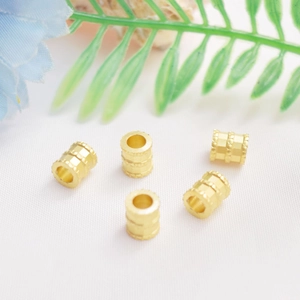 Five 14K gold plated textured barrel beads for DIY bracelet jewelry making projects