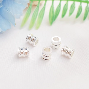 Five 14K gold filled barrel charm beads with engraved texture for DIY jewelry making