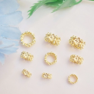 14K gold filled flower spacer beads and textured rings for DIY jewelry making