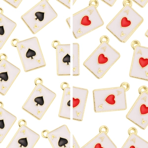 Alloy Poker Card Ace Of Spades Hearts Pendants Enamel Dripping Oil Charms For DIY Necklace Bracelet Jewelry Making Accessories