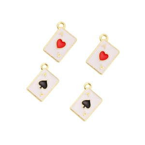 Poker card Ace of Hearts and Spades alloy pendant set for DIY jewelry making