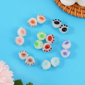 Colorful acrylic cat paw beads for DIY jewelry making in various vibrant pastel shades