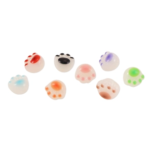 Colorful acrylic cat paw beads set for DIY jewelry making with transparent finish