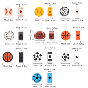 Details van diverse 1 cm sportbal kralen met nauwkeurige maten voor DIY sieraden