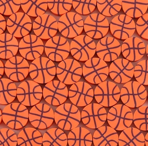 Platte ronde polymeerklei kralen met oranje basketbalpatroon voor DIY sieraden