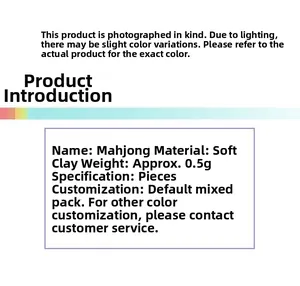 Specifications for Mahjong polymer clay beads showing material and 0.5g weight details