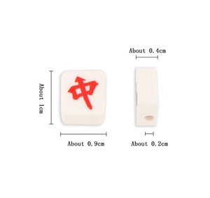 Detailed view of Mahjong-style red zhong acrylic loose beads for DIY jewelry making
