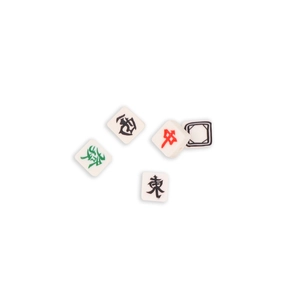 DIY Mahjong acrylic beads for jewelry making with colorful characters on white base