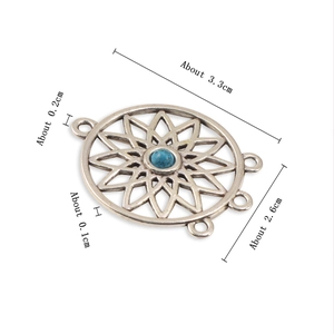 Alloy dreamcatcher pendant with blue turquoise bead for DIY jewelry making and necklaces