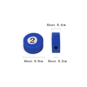 Perles en argile polymère bleu numéro 2 style billard pour bijoux DIY avec dimensions