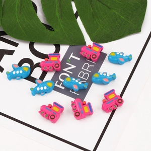 Colorful acrylic airplane and train beads for DIY handmade jewelry and craft accessories