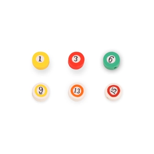 Perles en pâte polymère style billard pour création de bijoux DIY lot de 6 billes colorées