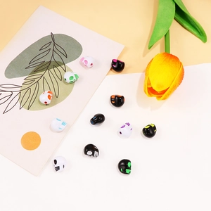 Perles têtes de mort en acrylique graffiti colorées pour bijoux DIY et bracelets