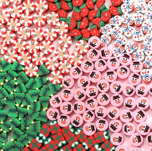 Macro detail of colorful Christmas polymer clay slices for DIY jewelry making