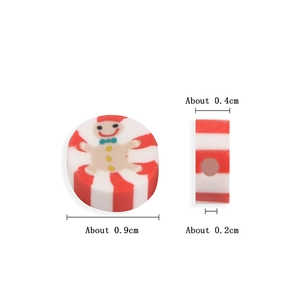 Detailed size chart for gingerbread man clay beads with 9mm diameter and 2mm hole size