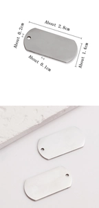 Polished stainless steel dog tag pendant dimensions 2.8cm by 1.4cm for jewelry making