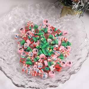 Christmas themed polymer clay beads collection for DIY jewelry making with holiday patterns
