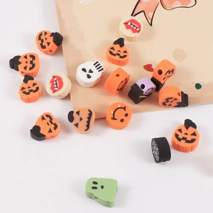 Perline di Halloween in argilla polimerica con zucca fantasma e teschio per gioielli