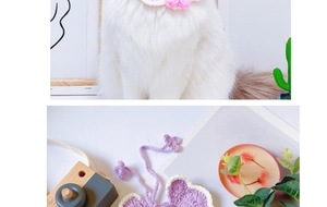 Detailed close-up of handmade crochet pet collar with adjustable lace-up for cats and dogs