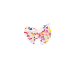 Polka dot mesh pet collar bow with pink fairy wings and bell accessory for cats