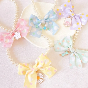 Cute Pet Artificial Pearl Necklace With Bowknot Bell Pendant For Cats Small Dogs Elastic Imitation Artificial Pearl Collar Jewelry Accessories