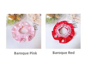 Colliers baroques pour animaux en satin rose et rouge avec dentelle, perles et strass