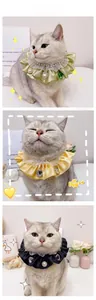 Détail du collier en dentelle pour animaux avec perles et strass en forme de cœur