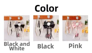 Adjustable dog harness set featuring camellia flower and bow tie in three color options