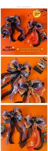 Detail von Halloween Haustiergeschirr-Set mit Tüllschleife, Kürbis und Fledermausdekor