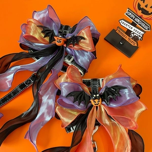 Halloween Haustier-Geschirr mit Fledermausflügeln und Kürbis-Dekor für Hunde und Katzen