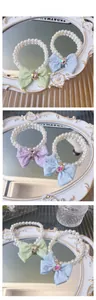 Détails du collier de perles pour animaux avec nœud texturé et strass en forme de cœur