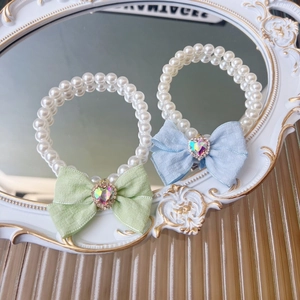 Élégant collier de perles pour animaux avec nœuds bleus et verts pour chats et chiens