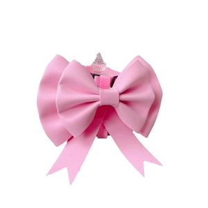 Adjustable pink pet harness with sweet bow tie and secure buckle for cats and dogs