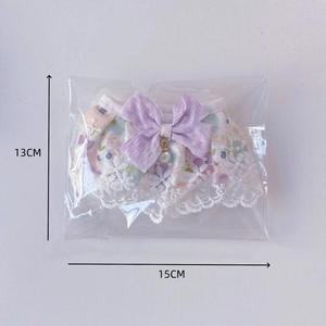 Floral pet collar with white lace trim and lavender bow for cats and small dogs