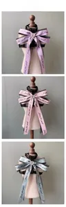 Adjustable pet harness featuring decorative bowknot with lace and rhinestones in three colors
