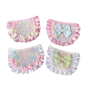 Set de colliers pour animaux avec dentelle plissée, nœuds satinés et perles chic