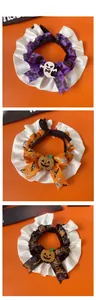 Detailed tile display of Halloween pet collars with ghost, pumpkin, and spider web motifs