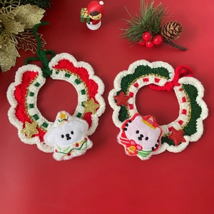 Handmade knitted Christmas pet scarves with snowman patterns for cats and small dogs