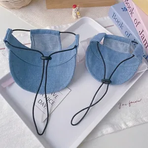 Chapeau de soleil en denim réglable avec dentelle et nœud pour chiens et chats, 2 tailles