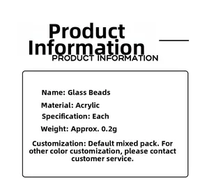 Detailed product specifications for triangle acrylic beads with glass texture and 0.2g weight