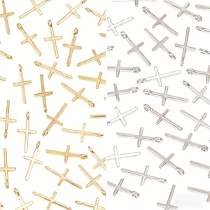 Ciondoli a Croce in Lega Minimalista per DIY Collana Bracciale Creazione di Gioielli Ciondoli Crocifisso Religioso Oro Argento Colore Ciondoli