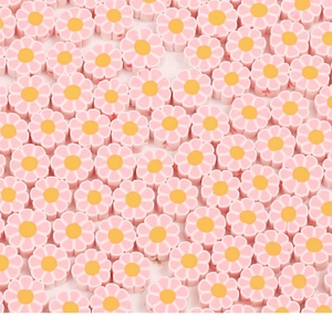 Perles de marguerites roses en argile polymère pour la création de bijoux DIY